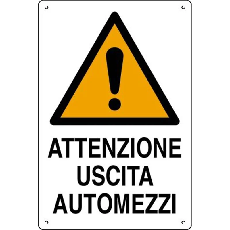 Plastic sign 60x40cm ATTENZIONE USCITA AUTOMEZZI