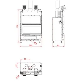 PALAZZETTI Ecomonoblocco wood-burning fireplace WTX 90 Air corner 5 STARS