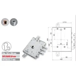 Mottura 89.8571G/UQ armored door lock Triple 1/2 turn European