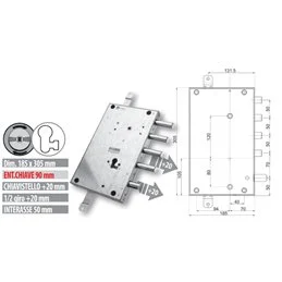 Security door lock Mottura 89.8461GR/Q Euro profyle for GARDESA