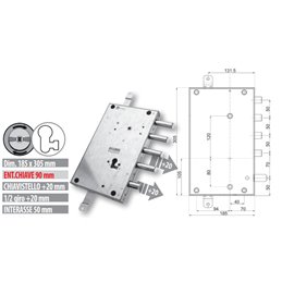 Serratura porta blindata Mottura 89.8461GR/Q per GARDESA triplice 1/2 giro 