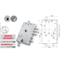 Security door lock Mottura 89.8589G/UQ Euro profyle for GARDESA