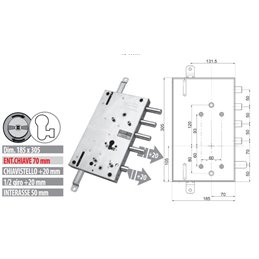 Security door lock Mottura 89.8561G/15Q Euro profyle for GARDESA