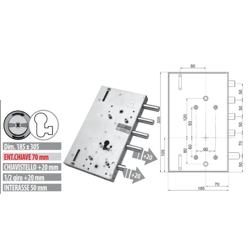 Security door lock Mottura 89.8561G/11Q Euro profyle for GARDESA Security door lock Mottura 89.8561G/11Q Euro profyle for GARDESA