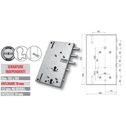 Serratura porta blindata Mottura 89.8567G/8Q triplice 1/2g GARDESA