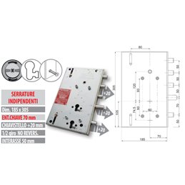 Security door lock Mottura 89.8R567G/12Q Euro profyle for GARDESA