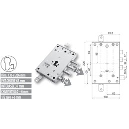 Security door lock Mottura 89.8571G5/Q Euro profyle for GARDESA