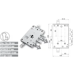 Serratura porta blindata Mottura 89.8571G5/Q triplice 1/2g GARDESA