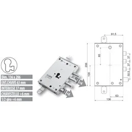 Security door lock Mottura 89.8571G1/Q Euro profyle for GARDESA