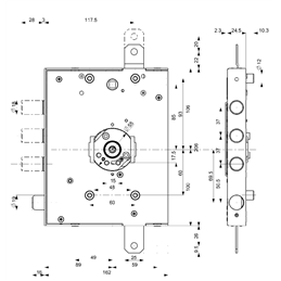 Security door lock Mottura 3DKEY 893D.573GR for GARDESA Knob