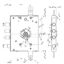 Security door lock Mottura 3DKEY 893D.573GR for GARDESA Knob