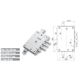 Security door lock Mottura 89.571TOR for TORTEROLO