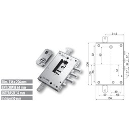 Security door lock Mottura 89.N471TOR for TORTEROLO