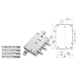 Mottura 89.583TOR triple armored door lock TORTEROLO