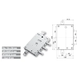 Serratura porta blindata Mottura 89.583TOR triplice TORTEROLO