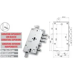 Serratura porta blindata Mottura 89.8396TO/Q triplice 1/2g