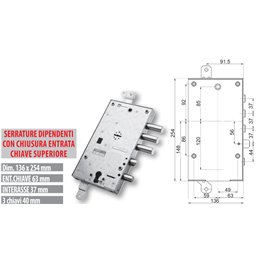 Mottura multi-system armored door lock 89597TOR triple 1/2g TORTEROLO