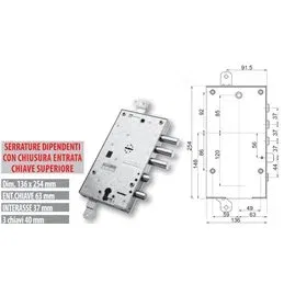 Serratura porta blindata Mottura plurisistema 89597TOR triplice