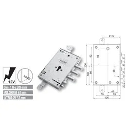 Mottura 89837E7/Q triple 1/2 turn armored door electric lock