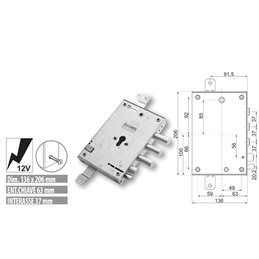 Serratura elettrica per porta blindata Mottura 89837E7/Q triplice 1/2 giro TORTEROLO