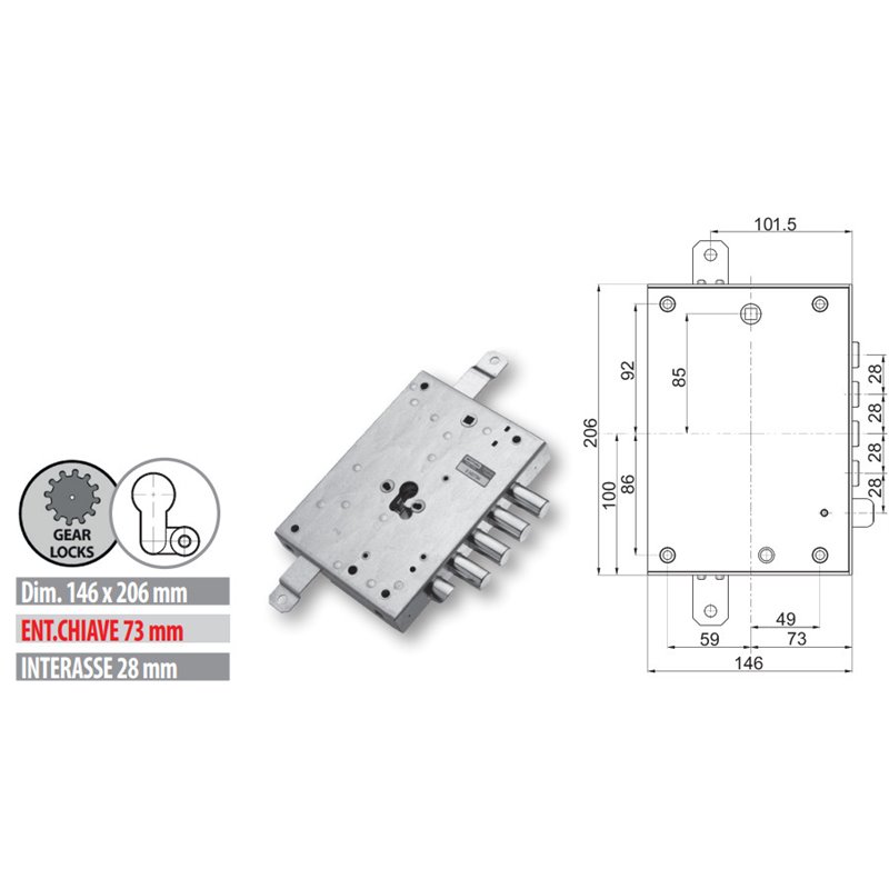 Security door lock Mottura 89.84571 Euro profyle for DIERRE