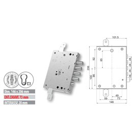 Mottura 89.2571W87Q armored door lock Euro cylinder compatible with Dierre