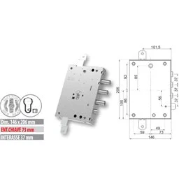 Mottura 89.2571W77Q armored door lock Euro cylinder compatible