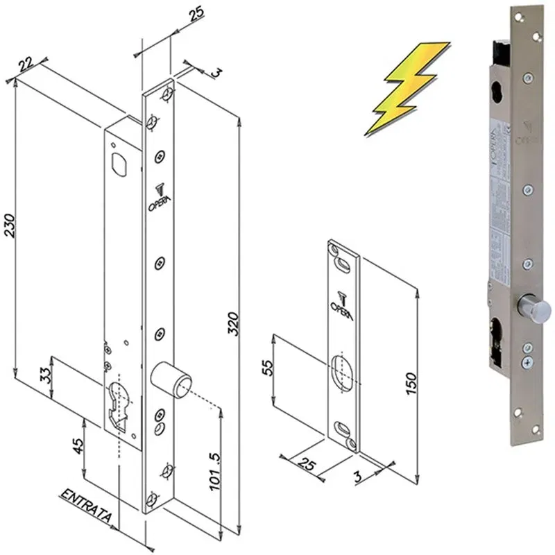 OPERA 25800 10-30V DC Safety Electro-piston Lock OPERA 25800 10-30V DC Safety Electro-piston Lock