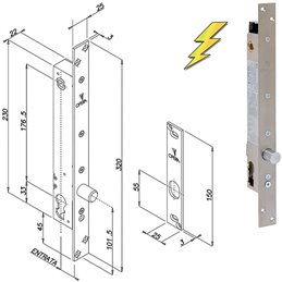 Serratura elettropistone di sicurezza OPERA 25808 quadro maniglia 10-30V DC