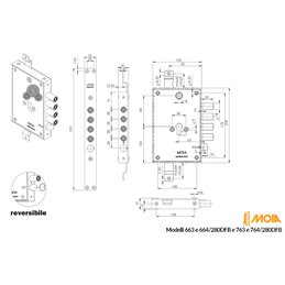 MOIA 664/280DFB REVERSIBLE Armored Door Lock