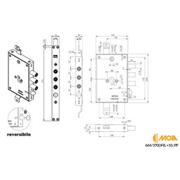 MOIA 664/370DFB REVERSIBLE Armored Door Lock