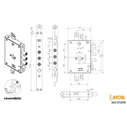 MOIA 664/370DFB REVERSIBLE Armored Door Lock