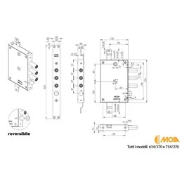 Serratura per porte blindate MOIA 614-370D REVERSIBILE entrata