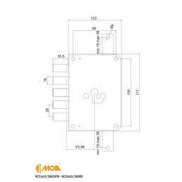 Serratura MOIA RCE663/280RF cilindro Euro conversione per