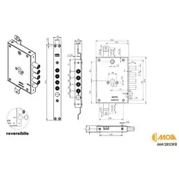 Serratura per porte blindate MOIA RPO664/281RFB REVERSIBILE