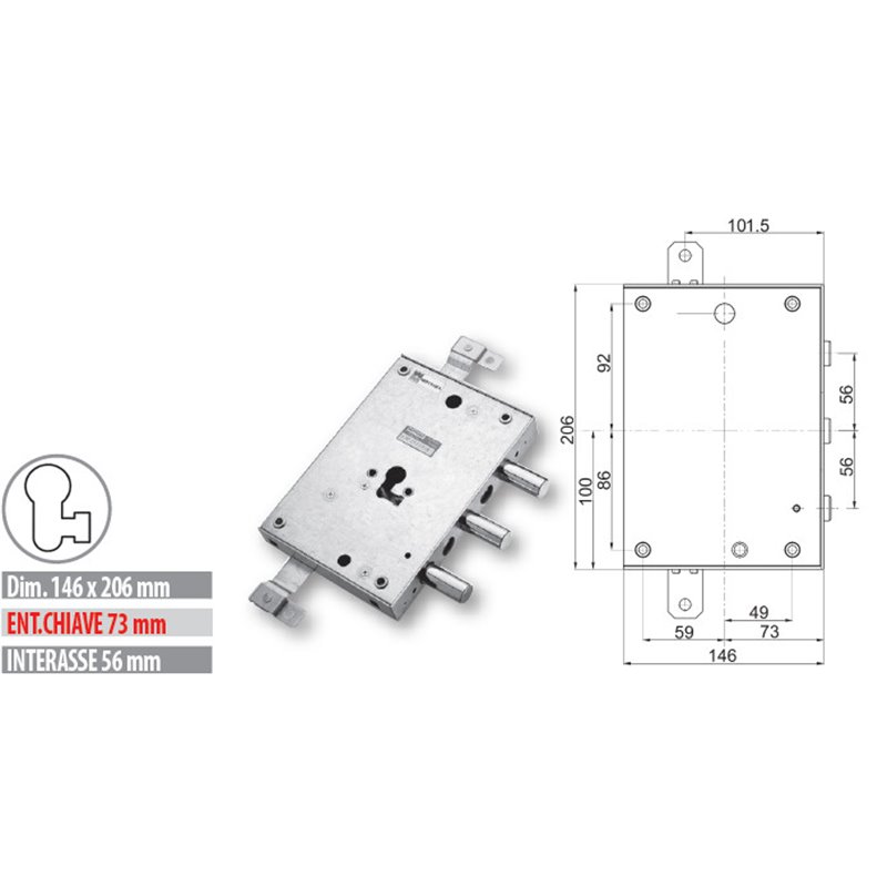 Serratura porta blindata Mottura 89.858376 cilindro europeo