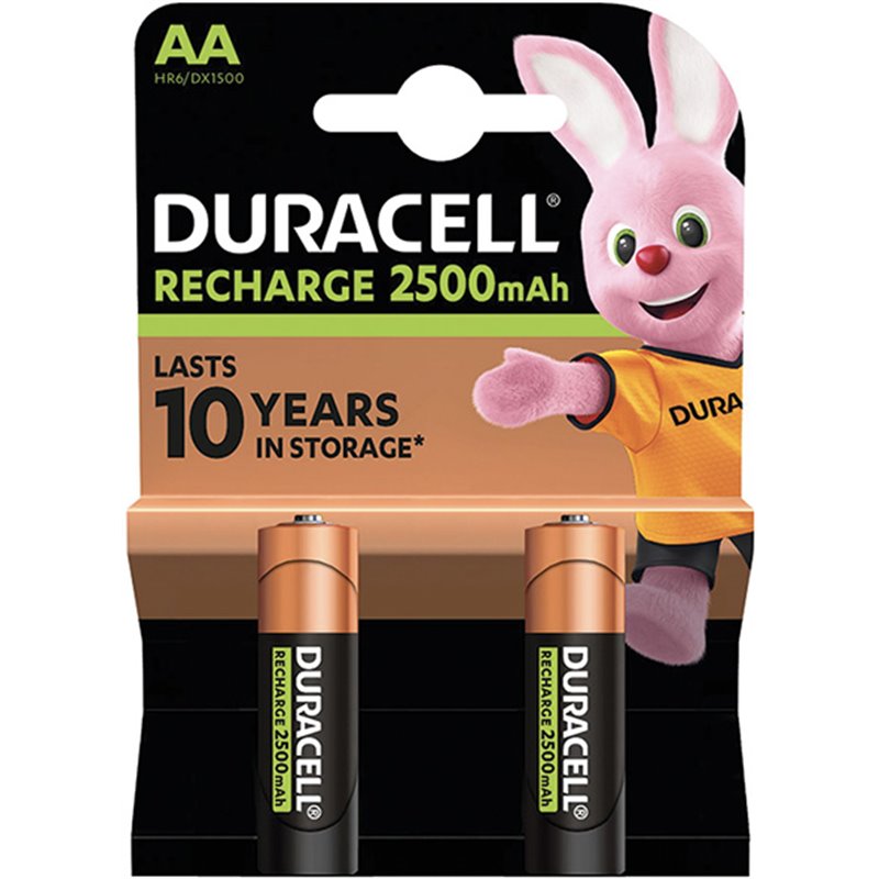 Pile ricaricabili stilo Duracell HR6B2 2500 mAh blister 2 pezzi