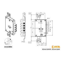 Lock for armored doors MOIA RCE664-280DFB conversion for