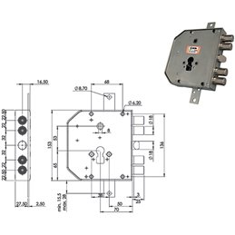 European cylinder armored lock MOIA RTE654/220SFB