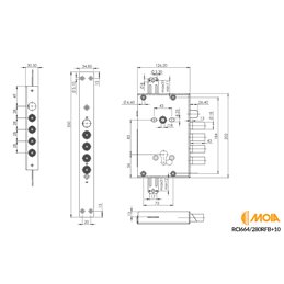 European cylinder armored lock MOIA RCI 664/280 RFB +10