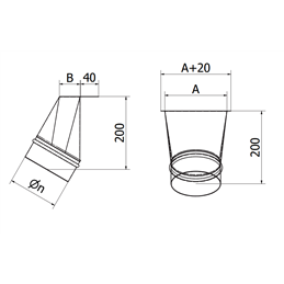 Connection nozzle with slot for fireplace grill BF DESIGN