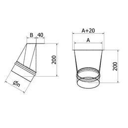 Connection nozzle with slot for fireplace grill BF DESIGN