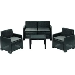 Garden Set Table + Sofa and 2 Chairs in PP/Rattan - ISEO VIGOR