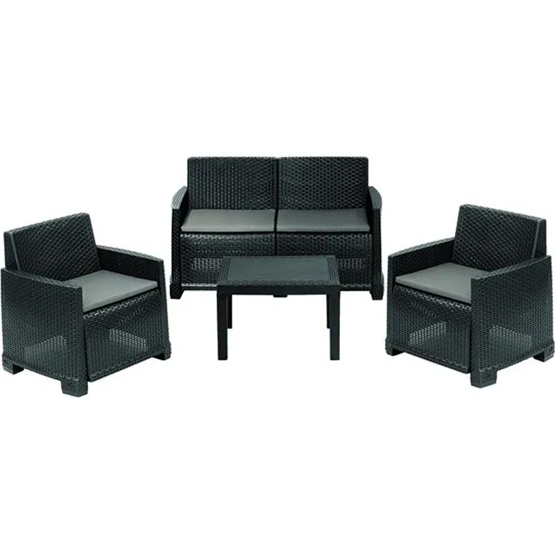 Garden Set Table + Sofa and 2 Chairs in PP/Rattan - ISEO VIGOR