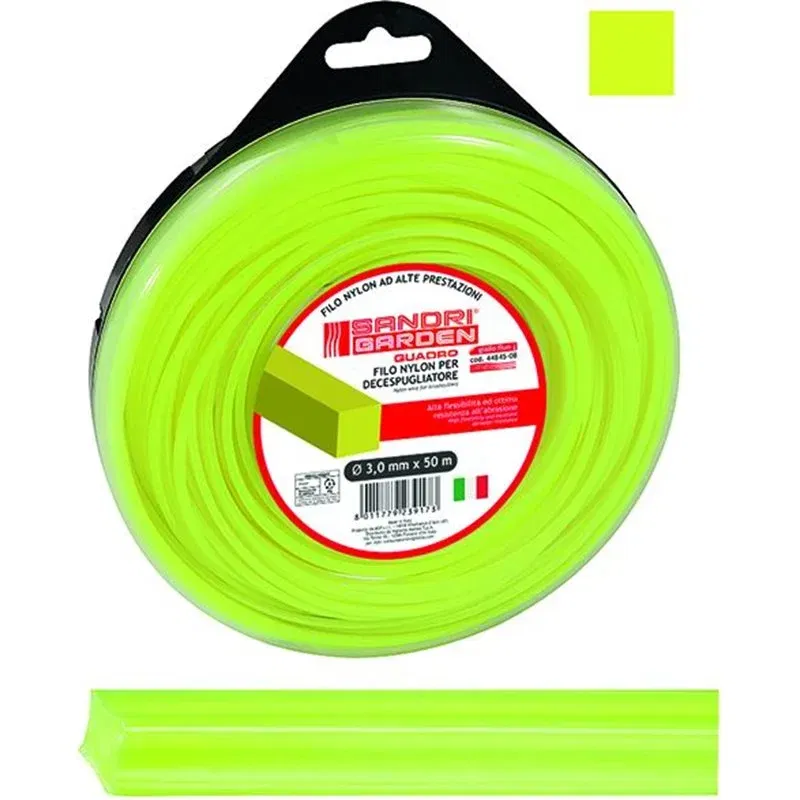 Filo in nylon per decespugliatore sez. quadra d.3.0mm 50 mtl.