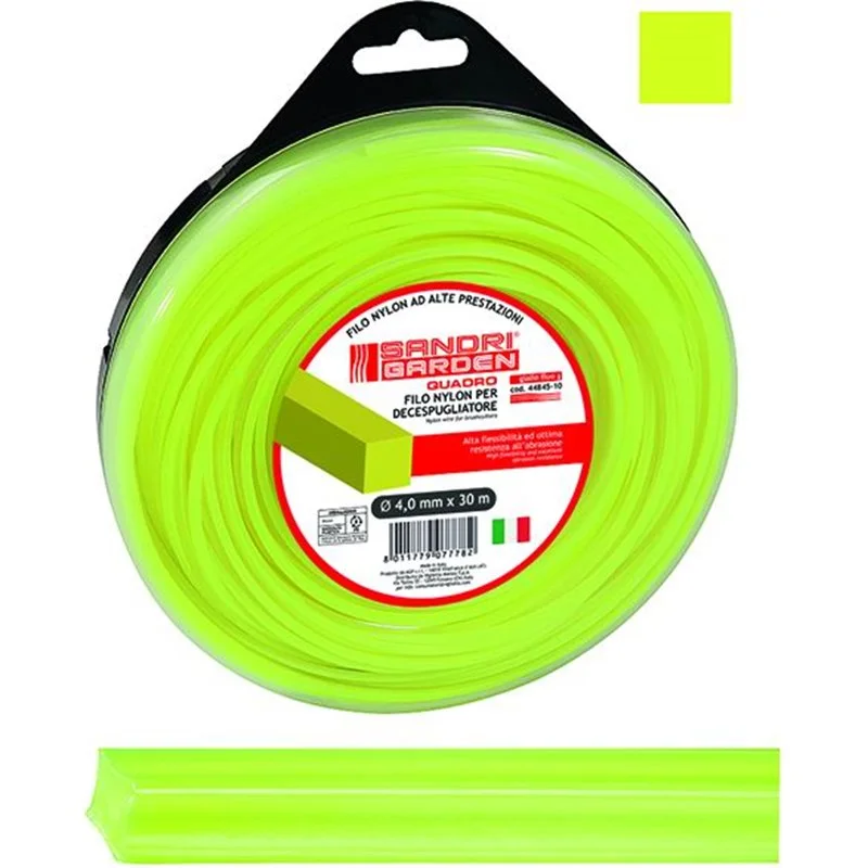 Filo in nylon per decespugliatore sez. quadra d.4.0mm 30 mtl.