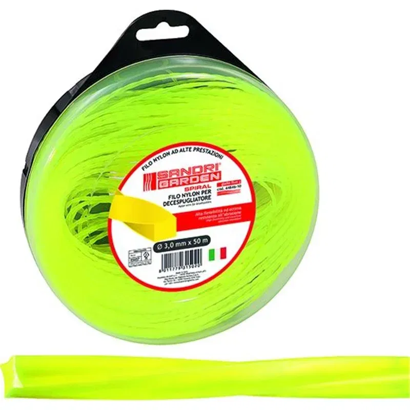 Filo in nylon per decespugliatore sez. spirale d.3.0mm 50 mtl.
