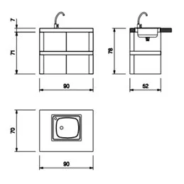 Modulo lavello 90cm in cemento per barbecue Palazzetti