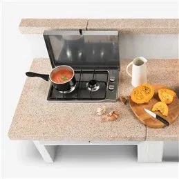 90cm 2-burner gas stove module in concrete for Palazzetti