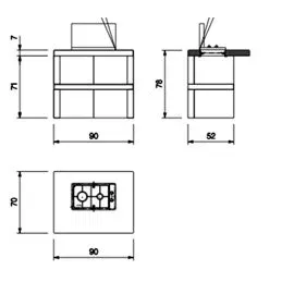Modulo fornello gas 2 fuochi 90cm in cemento per barbecue